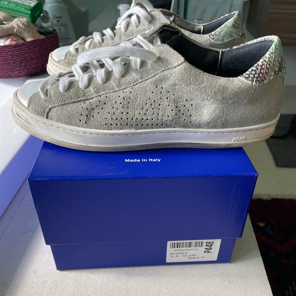 P448 fashion Italian sneakers gray suede